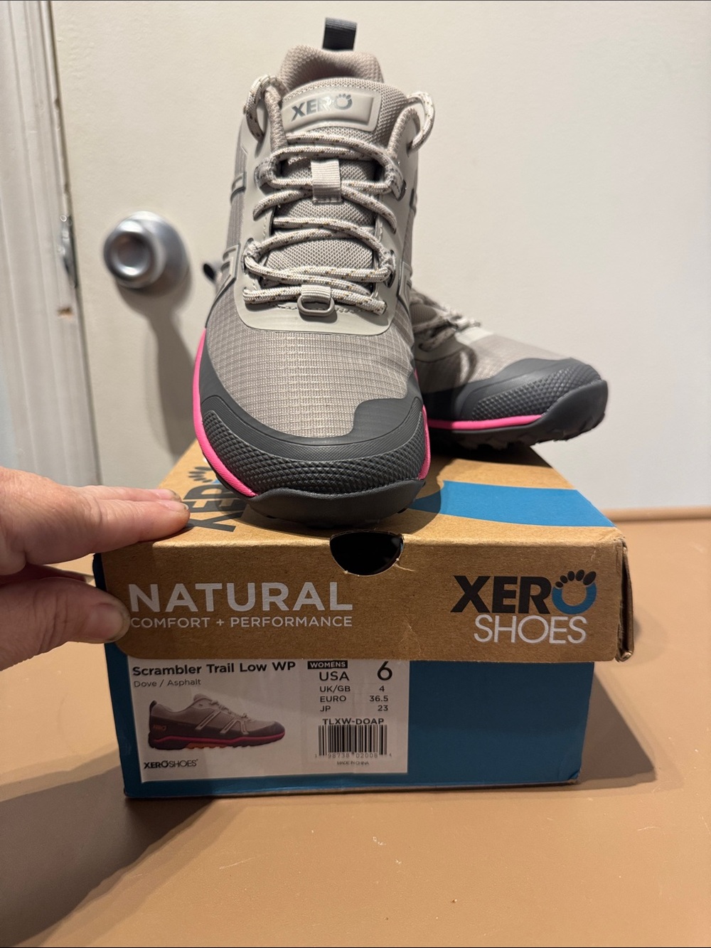 Xero Shoes Women's Scrambler Trail Low WP – Gray with Pink Accent